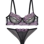 ست شورت و سوتین توری فنردار Lavender لوندر گلدوزی کد 1312102