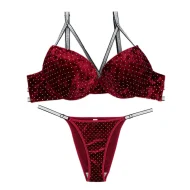 ست شورت و سوتین اسفنجی مخمل نگین دار 1315107