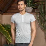 زیرپوش مردانه نیم آستین یقه سه دکمه سوزنی بلکس (نیکوتن پوش) کد 1043