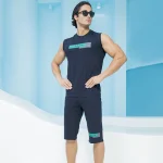 ست مردانه حلقه ای چاپدار و شلوارک بلکس(نیکوتن پوش) کد۶۸۱۲