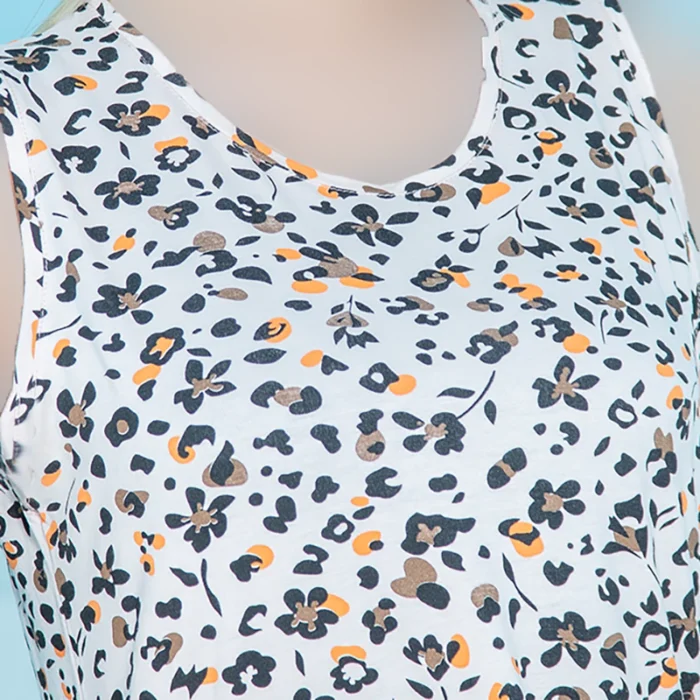 پیراهن زنانه آستین حلقه یقه گرد چاپدار بلکس (نیکوتن پوش) کد 15416