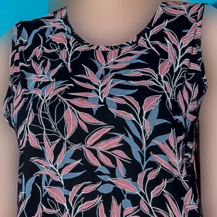 پیراهن زنانه آستین حلقه یقه گرد چاپدار بلکس (نیکوتن پوش) کد 15416