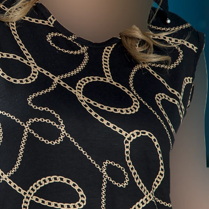 پیراهن زنانه آستین حلقه یقه گرد (طرح زنجیری) بلکس (نیکوتن پوش) کد 15417