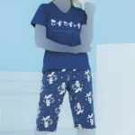 ست زنانه تیشرت یقه گرد و شلوارک چاپدار بلکس (نیکوتن پوش) کد 62426