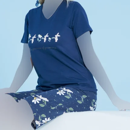 ست زنانه تیشرت یقه گرد و شلوارک چاپدار بلکس (نیکوتن پوش) کد 62426