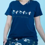 ست زنانه تیشرت یقه گرد و شلوارک چاپدار بلکس (نیکوتن پوش) کد 62426