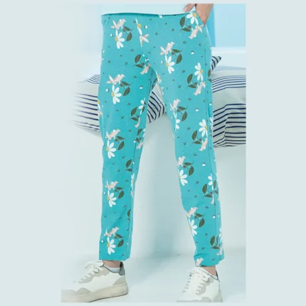 شلوار زنانه راحتی پنبه ای(خرگوش سبز آبی) بلکس (نیکوتن پوش) کد 51427