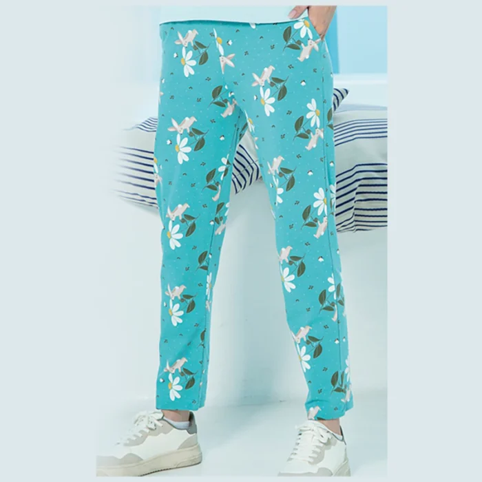 شلوار زنانه راحتی پنبه ای(خرگوش سبز آبی) بلکس (نیکوتن پوش) کد 51427