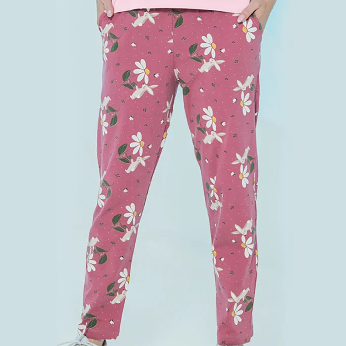 شلوار زنانه راحتی پنبه ای(خرگوش صورتی) بلکس (نیکوتن پوش) کد51427