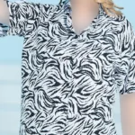 ست زنانه پیراهن آستین کوتاه و پیژامه طرحدار سفید بلکس(نیکوتن پوش) کد 63417