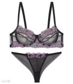 ست شورت و سوتین توری فنردار Lavender لوندر گلدوزی کد 1312102