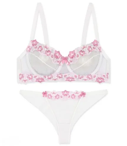 ست شورت و سوتین توری فنردار Lavender لوندر گلدوزی کد 1312102