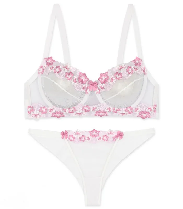 ست شورت و سوتین توری فنردار Lavender لوندر گلدوزی کد 1312102